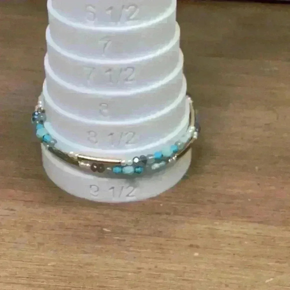 Bracelet Blue Gold and AB - Wrap Bracelet - Picture 5 of 5